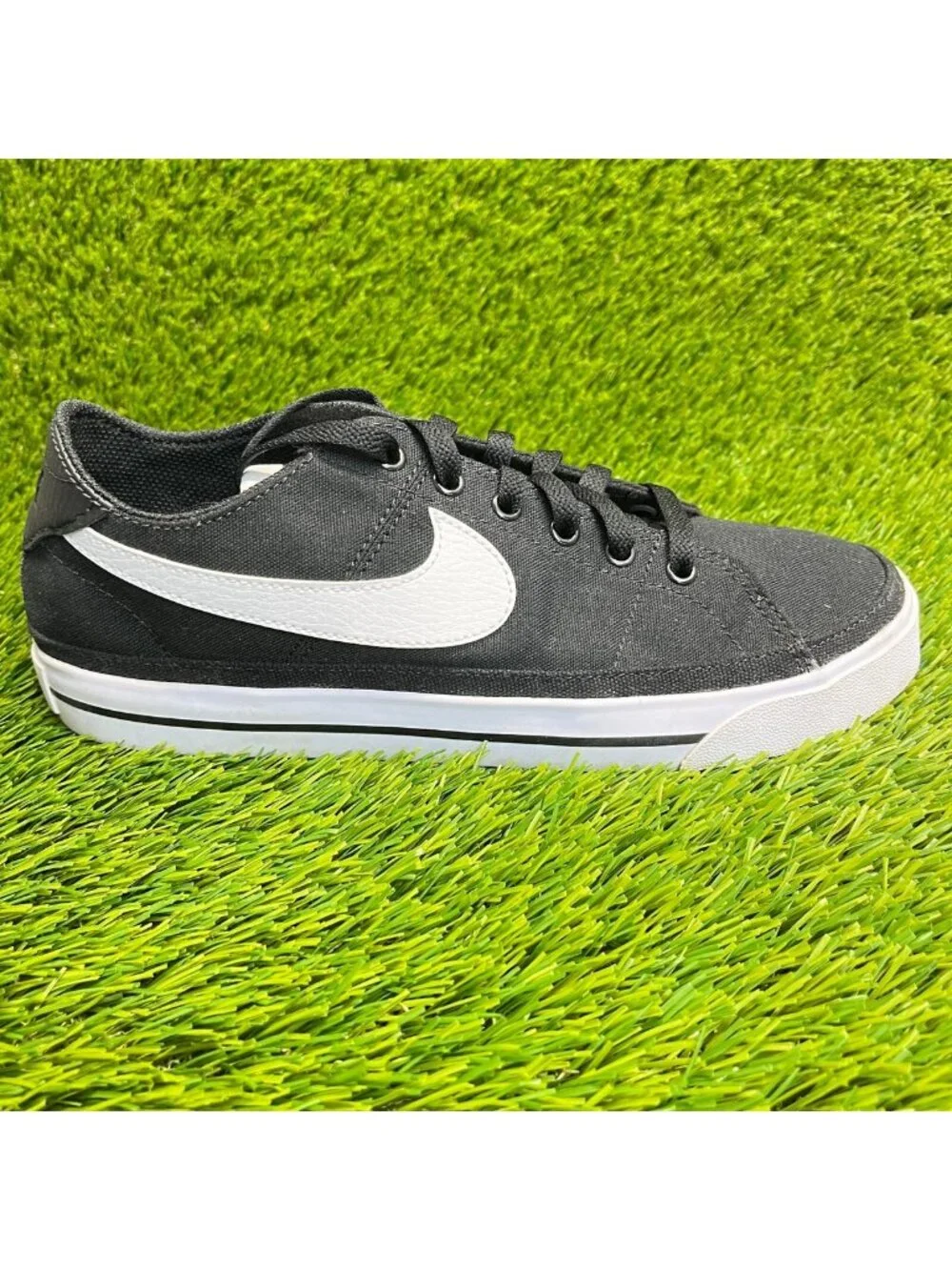 Nike Court Legacy Mens Size 7 Black White Athletic Running Canvas Shoes Sneakers